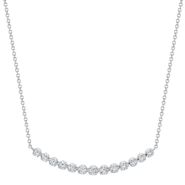 14K White Gold Crown Set Diamond Bar Necklace Moore Jewelers Laredo, TX