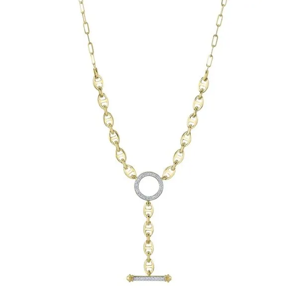 14K Yellow Gold Mariner Link Lariat Diamond Necklace Moore Jewelers Laredo, TX