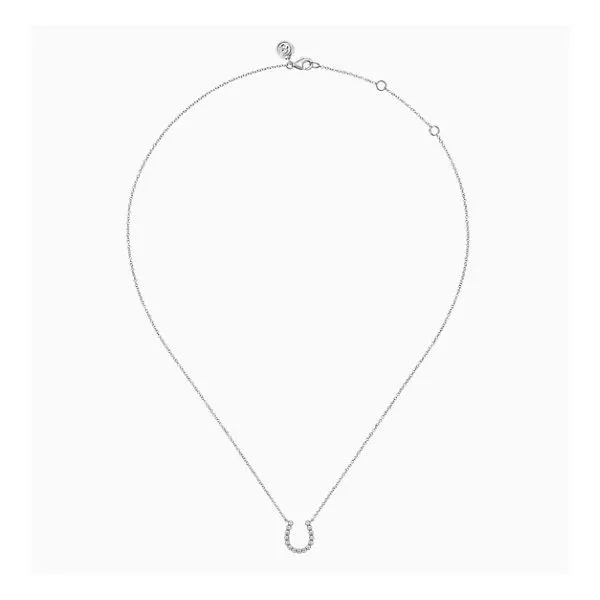 14K White Gold Diamond Horseshoe Necklace Image 2 Moore Jewelers Laredo, TX