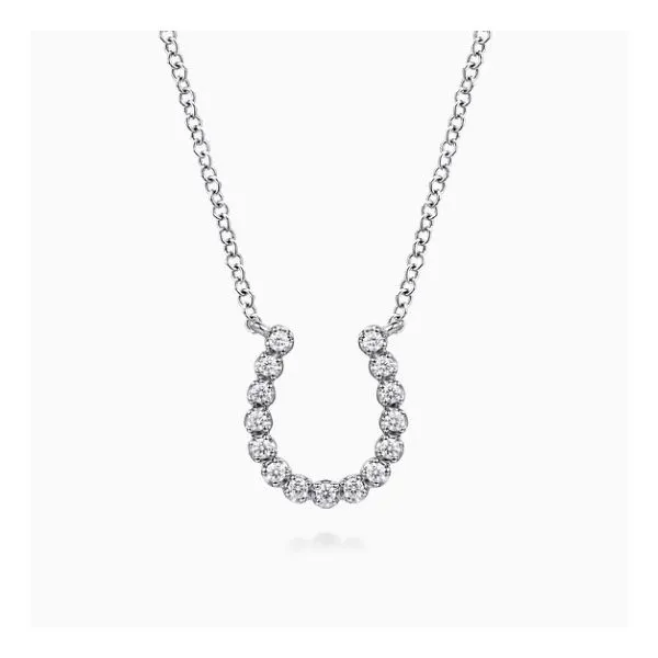 14K White Gold Diamond Horseshoe Necklace Moore Jewelers Laredo, TX