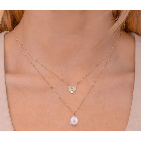 14K Yellow Gold Small Pave Heart Necklace Image 2 Moore Jewelers Laredo, TX