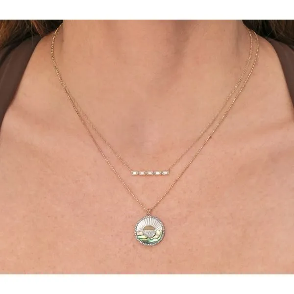 14K Yellow Gold Diamond Bar Necklace Image 2 Moore Jewelers Laredo, TX