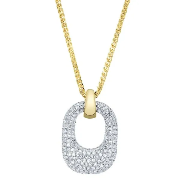 Two Tone 14K Yellow & White Gold Pave Link Necklace Moore Jewelers Laredo, TX