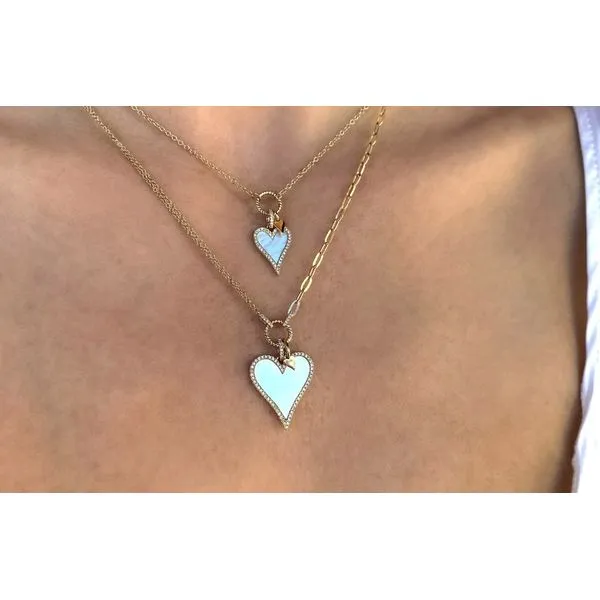 14K Yellow Gold Paper Clip and Heart Necklace Image 2 Moore Jewelers Laredo, TX