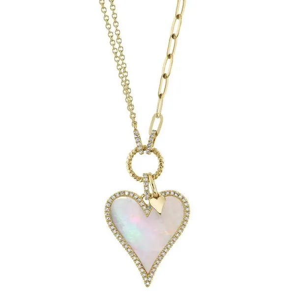 14K Yellow Gold Paper Clip and Heart Necklace Moore Jewelers Laredo, TX