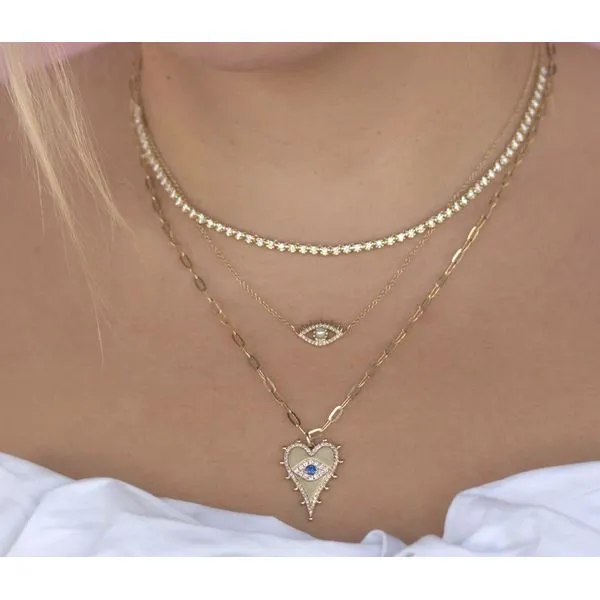 14K Yellow Gold Crown Set Diamond Tennis Necklace Image 2 Moore Jewelers Laredo, TX