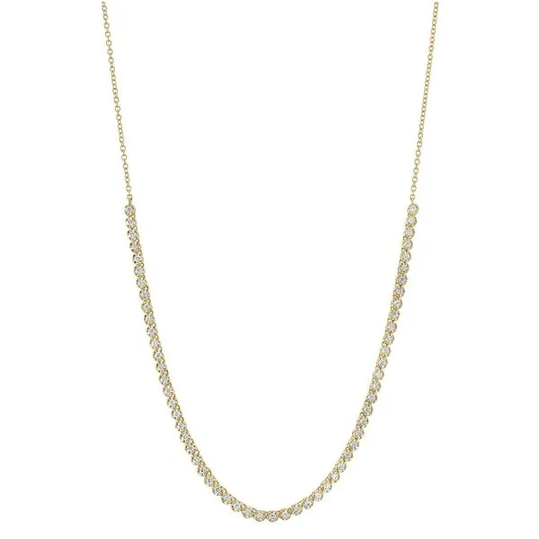14K Yellow Gold Crown Set Diamond Tennis Necklace Moore Jewelers Laredo, TX