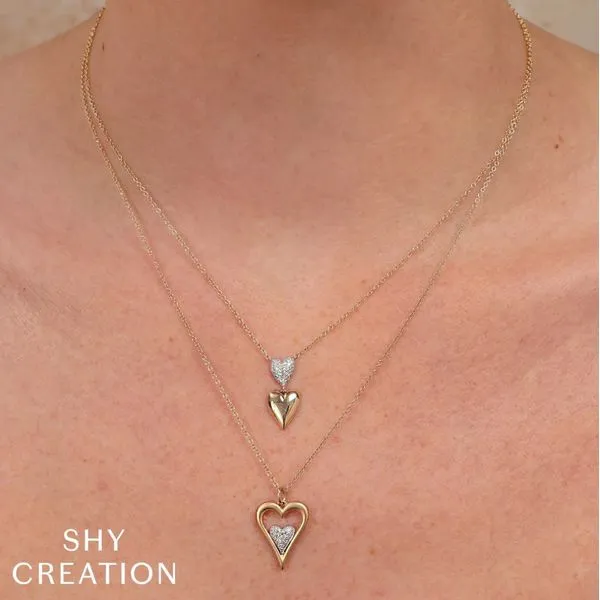 14K Yellow Gold Heart Diamond Necklace Image 2 Moore Jewelers Laredo, TX