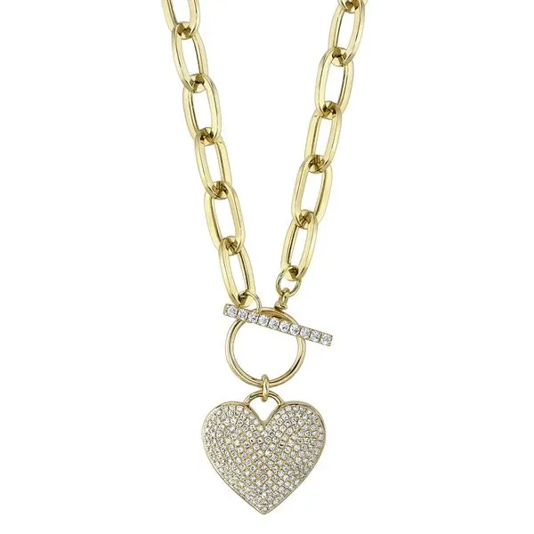 14K Yellow Gold Pave Heart Necklace Moore Jewelers Laredo, TX