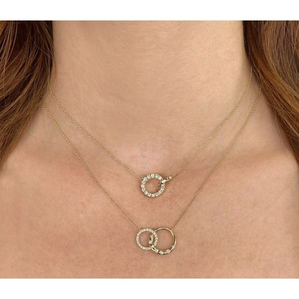 14K Yellow Gold Interlocking Circle Diamond Necklace Image 2 Moore Jewelers Laredo, TX