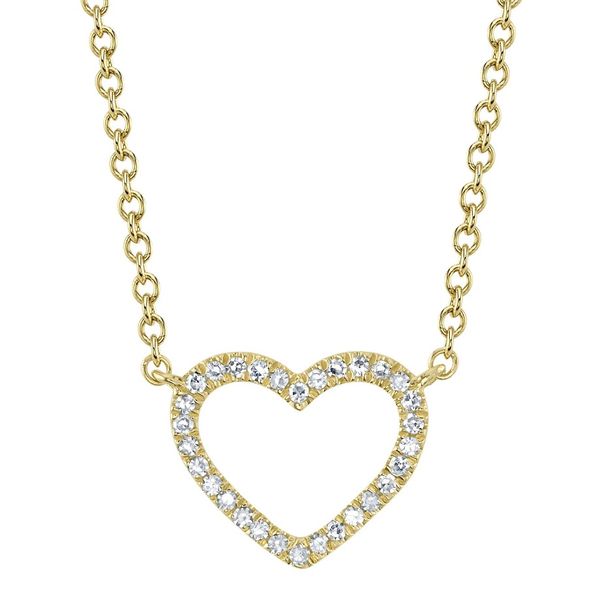 14K Yellow Gold Open Heart Diamond Necklace Moore Jewelers Laredo, TX