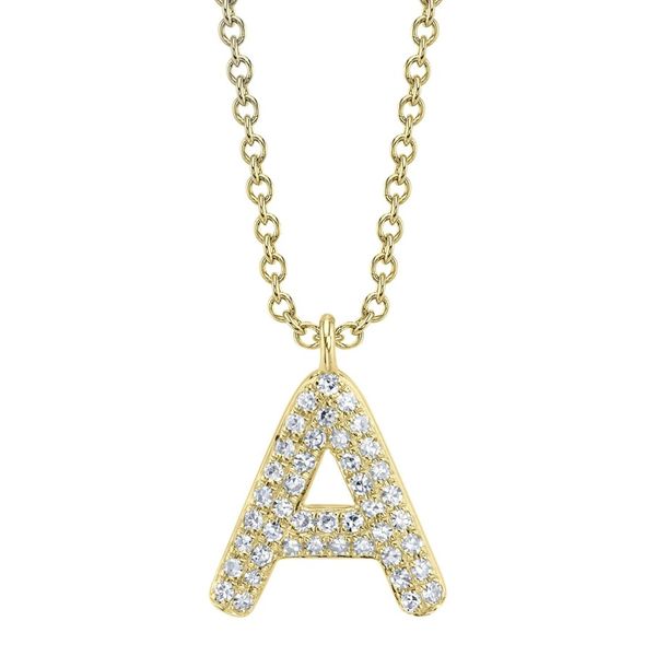 14K Gold Diamond Pave Initial Necklace Moore Jewelers Laredo, TX