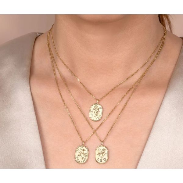 14K Gold Pisces Zodiac Pendant Necklace Image 3 Moore Jewelers Laredo, TX