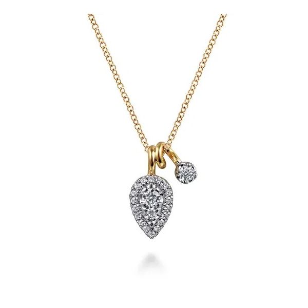 Two Tone 14K Yellow & White Gold Halo Pendant Necklace Moore Jewelers Laredo, TX