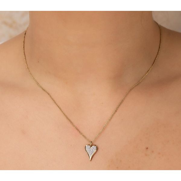 14K Gold Pave Diamond Heart Necklace Image 2 Moore Jewelers Laredo, TX