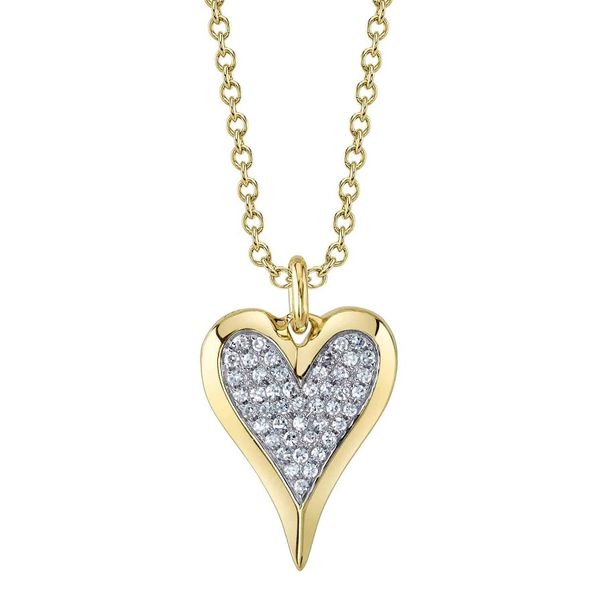 14K Gold Pave Diamond Heart Necklace Moore Jewelers Laredo, TX