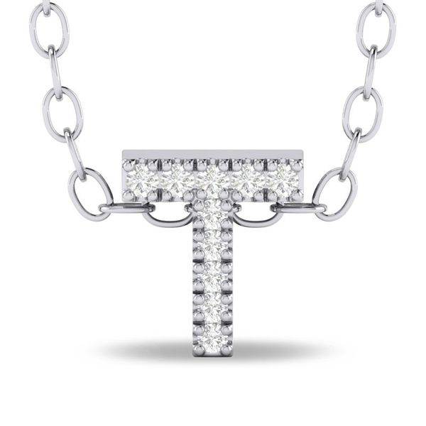10K White Gold Diamond Initial Necklace Moore Jewelers Laredo, TX
