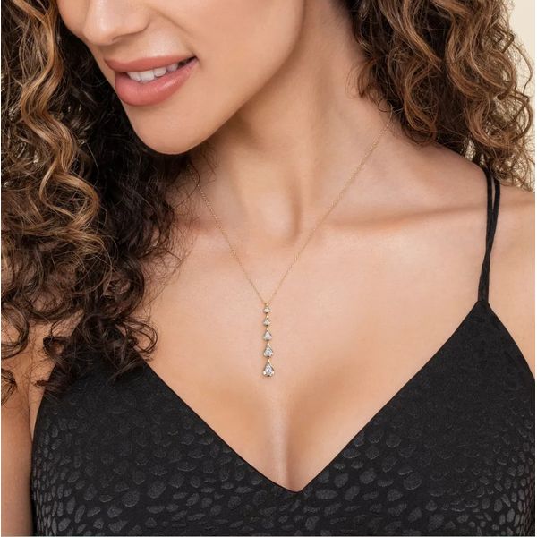 Two Tone 14K White & Yellow Gold Diamond Drop Necklace Image 3 Moore Jewelers Laredo, TX