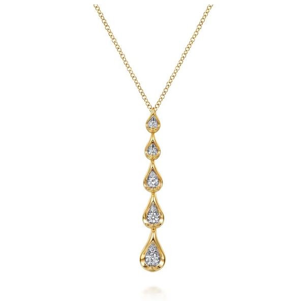 Two Tone 14K White & Yellow Gold Diamond Drop Necklace Moore Jewelers Laredo, TX