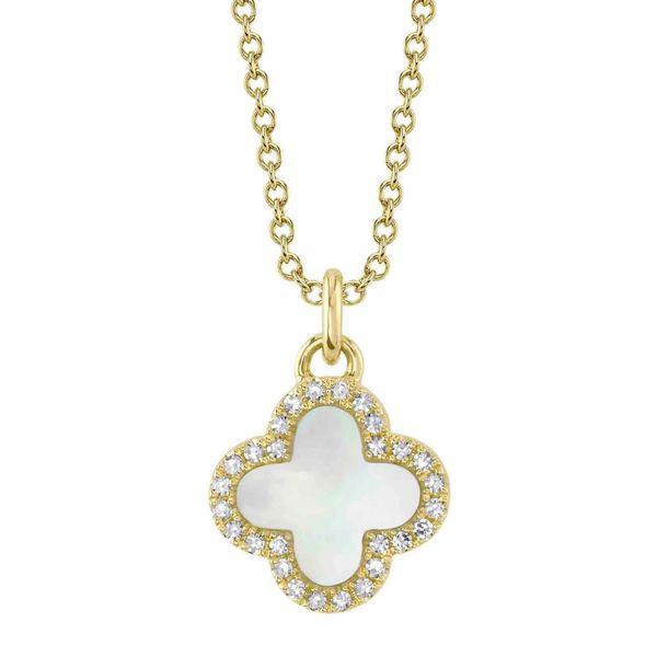 14K Gold Mother of Pearl & Diamond Clover Bracelet Moore Jewelers Laredo, TX