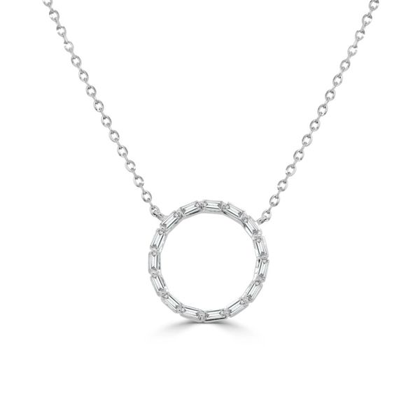 14K White Gold Diamond Circle Necklace Moore Jewelers Laredo, TX