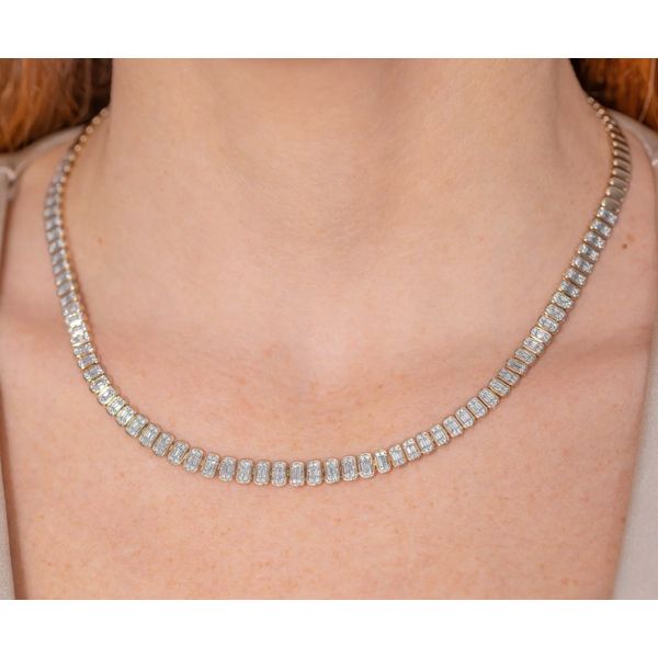 14K Yellow Gold Composite Diamond Tennis Necklace Image 2 Moore Jewelers Laredo, TX