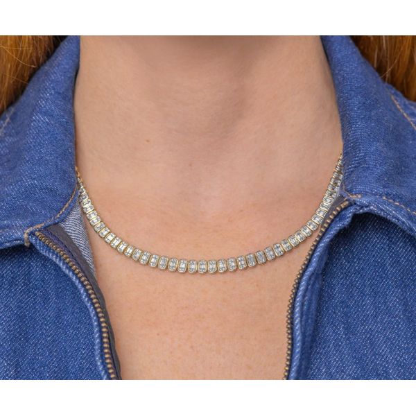 14K Yellow Gold Composite Diamond Tennis Necklace Image 3 Moore Jewelers Laredo, TX