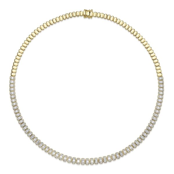 14K Yellow Gold Composite Diamond Tennis Necklace Moore Jewelers Laredo, TX