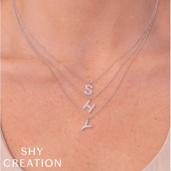 14K Yellow Gold Diamond Pave Initial Necklace Image 3 Moore Jewelers Laredo, TX