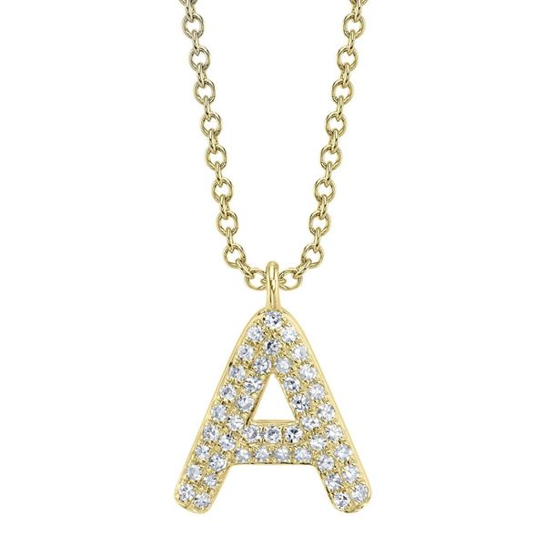 14K Yellow Gold Diamond Pave Initial Necklace Moore Jewelers Laredo, TX