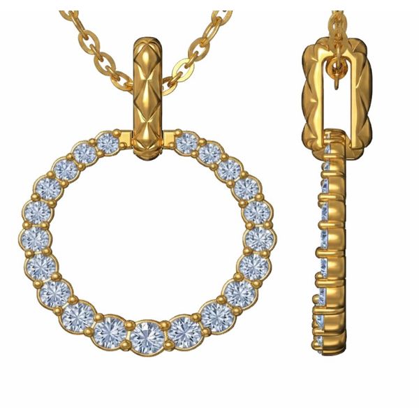 14K Yellow Gold Open Diamond Circle Necklace Moore Jewelers Laredo, TX