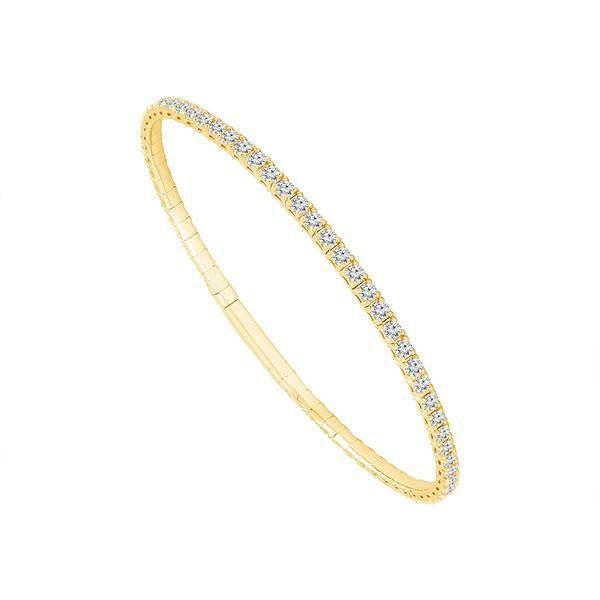 14K Yellow Gold Flex Diamond Bangle Bracelet Moore Jewelers Laredo, TX