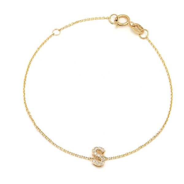 14K Yellow Gold Diamond Initial ”S” Bracelet Moore Jewelers Laredo, TX
