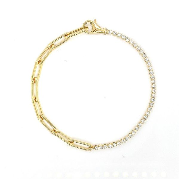 14K Yellow Gold Paperclip Diamond Bracelet Moore Jewelers Laredo, TX
