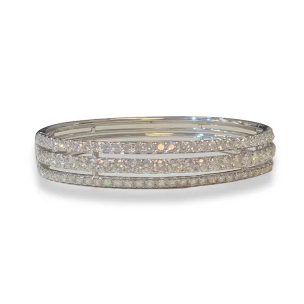 14K White Gold Diamond Bangle Bracelet Moore Jewelers Laredo, TX