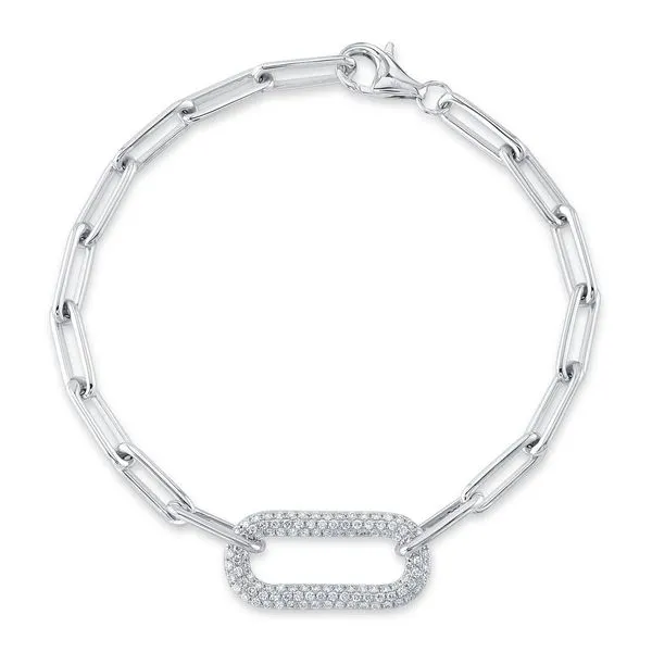 14K White Gold Paper Clip Diamond Bracelet Moore Jewelers Laredo, TX