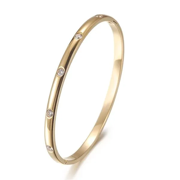 18K Yellow Gold Diamond Bangle Bracelet Moore Jewelers Laredo, TX