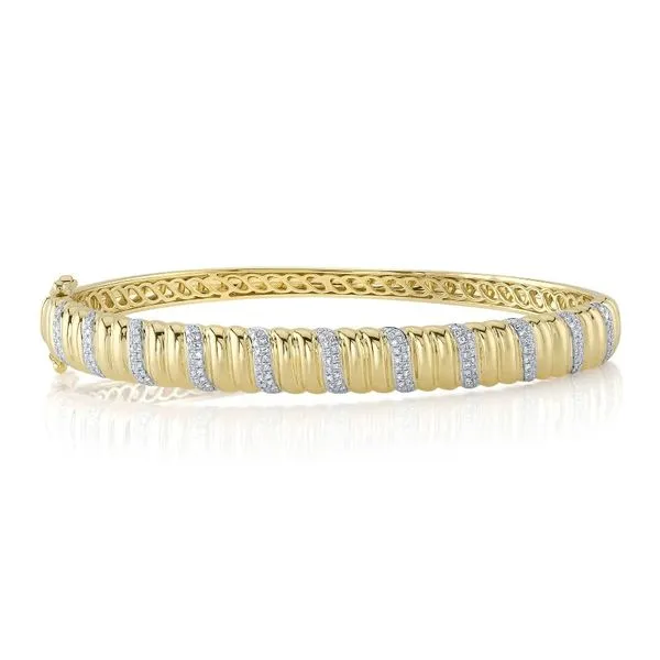 14K Yellow Gold Pave Bangle Bracelet Moore Jewelers Laredo, TX