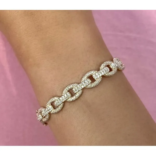 14K White Gold Diamond Link Bracelet Image 2 Moore Jewelers Laredo, TX