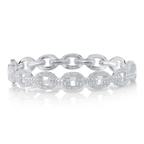 14K White Gold Diamond Link Bracelet Moore Jewelers Laredo, TX