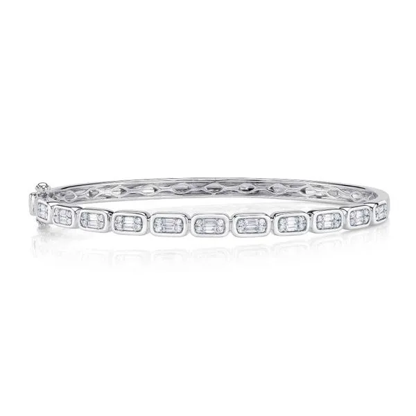 14K White Gold Composite Diamond Bangle Bracelet Moore Jewelers Laredo, TX