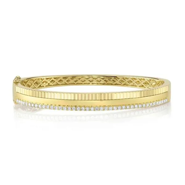 14K Yellow Gold Three Row Fluted Bangle Bracelet Moore Jewelers Laredo, TX