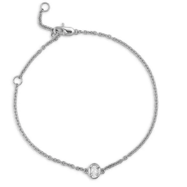 14K White Gold Oval Diamond Bracelet Moore Jewelers Laredo, TX