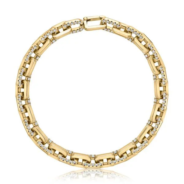 14K Yellow Gold Square Link Diamond Bracelet Image 2 Moore Jewelers Laredo, TX