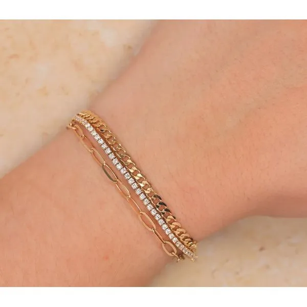 14K Yellow Gold Double Chain DiamondTennis Bracelet Image 2 Moore Jewelers Laredo, TX