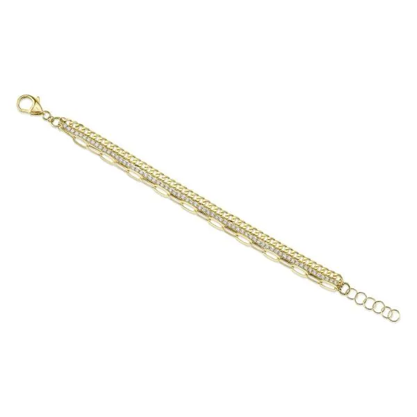 14K Yellow Gold Double Chain DiamondTennis Bracelet Moore Jewelers Laredo, TX