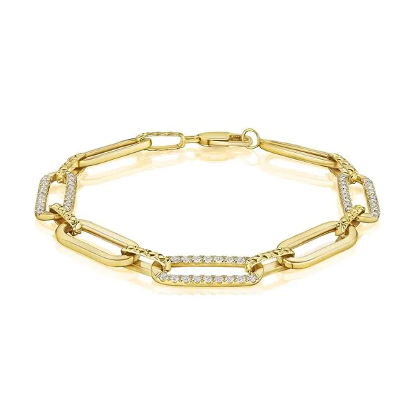 14K Yellow Gold Diamond Paper Clip Bracelet Image 2 Moore Jewelers Laredo, TX