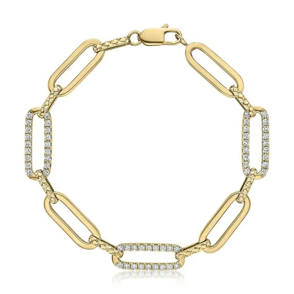 14K Yellow Gold Diamond Paper Clip Bracelet Moore Jewelers Laredo, TX