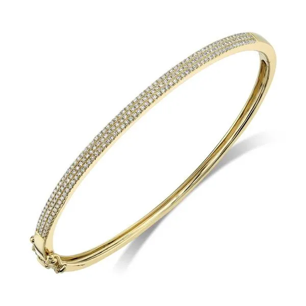14K Yellow Gold Pave Diamond Bangle Bracelet Moore Jewelers Laredo, TX