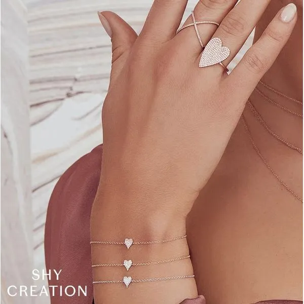 14K White Gold Diamond Heart Bracelet Image 2 Moore Jewelers Laredo, TX